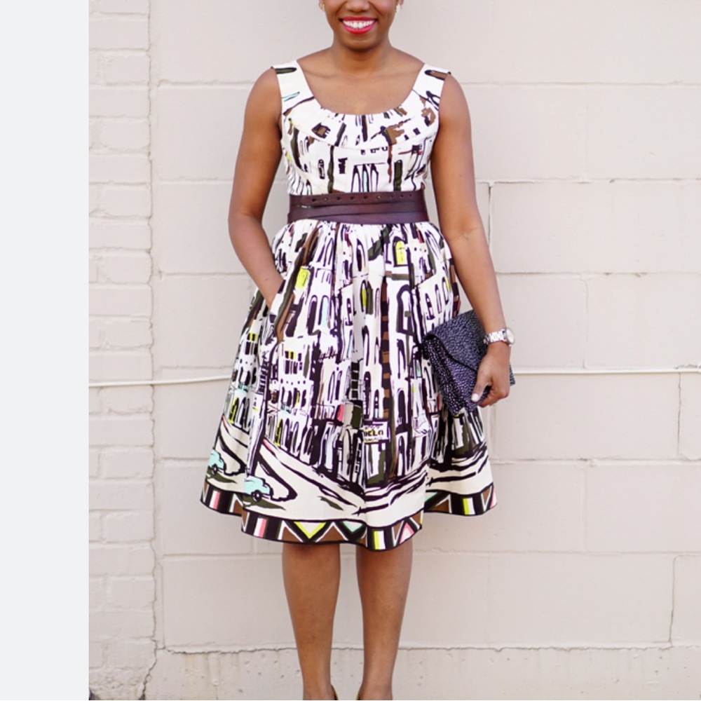 Kate Spade Havana cityscape dress size 0